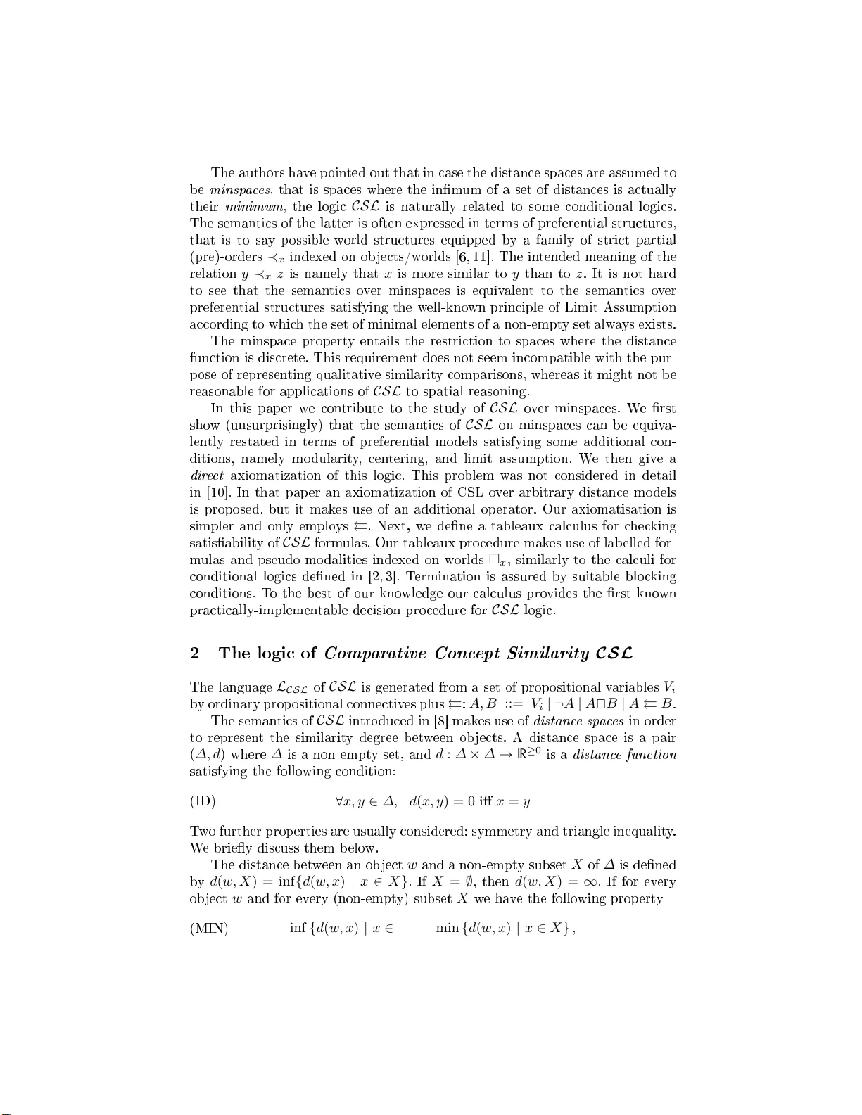 비교 개념 유사성 논리의 최소공간 해석: 완전 공리화와 테이블라우스 계산법