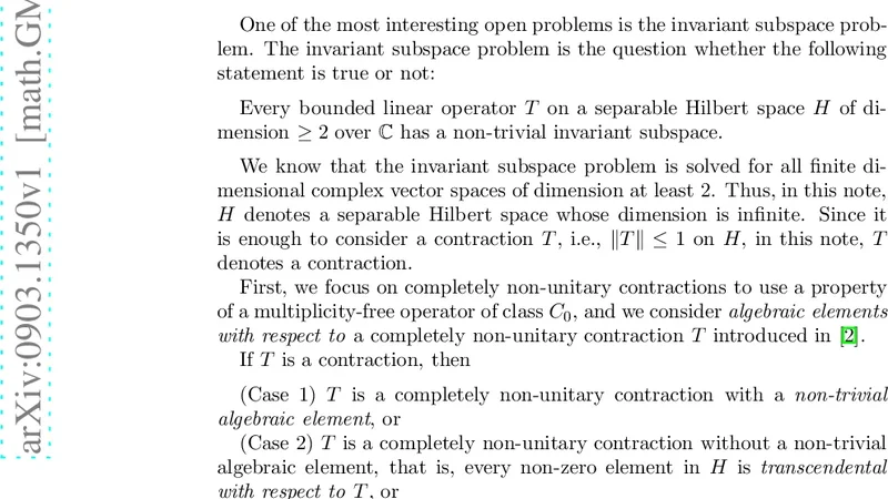 Algebraic Elements and Invariant Subspaces
