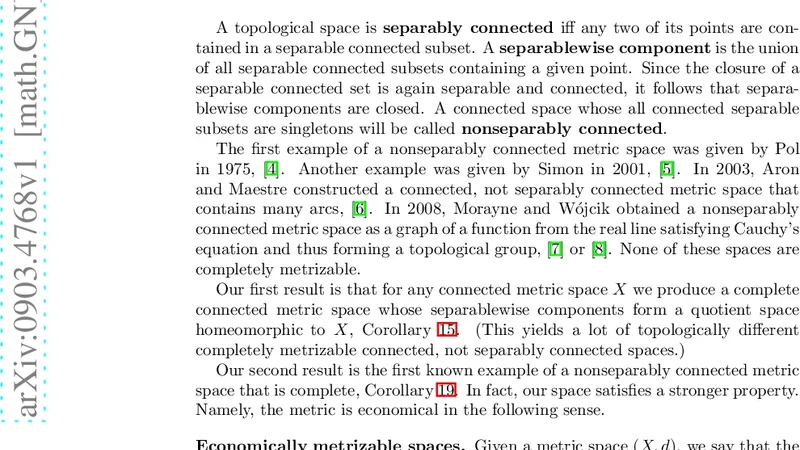 Connected, not separably connected complete metric spaces