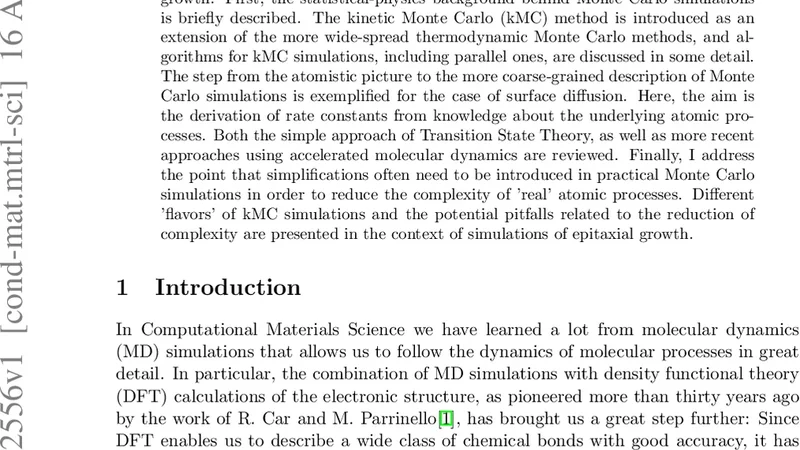 Monte Carlo and kinetic Monte Carlo methods
