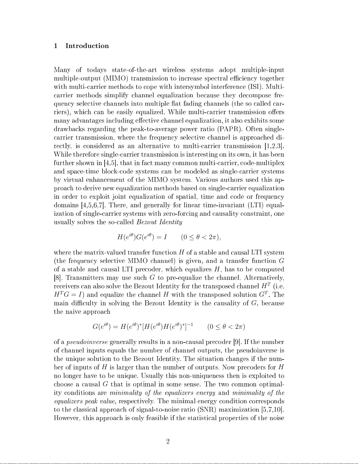 주파수 선택 MIMO 채널을 위한 인과성 제로포싱 프리코딩 최적 설계