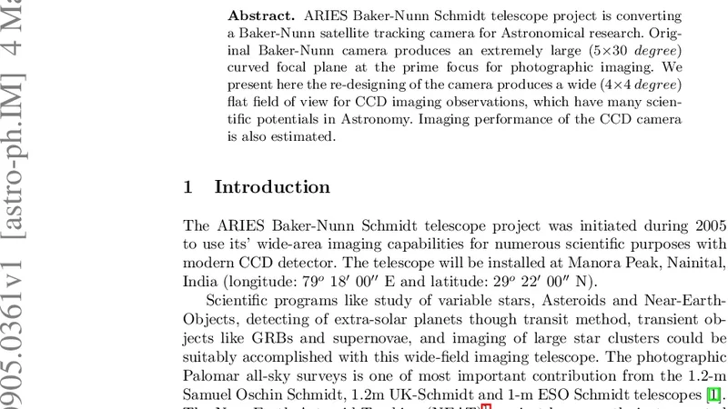 Development of ARIES Baker-Nunn camera to a wide-field Imaging Telescope   with CCD