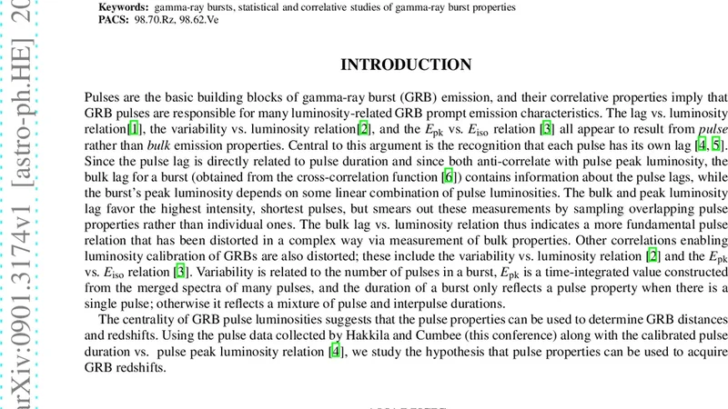 Gamma-Ray Burst Pulse Correlations as Redshift Indicators