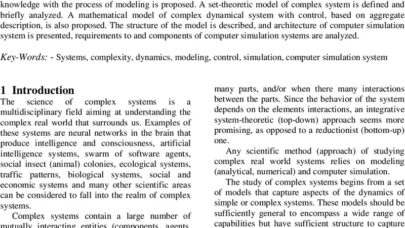 System approach to synthesis, modeling and control of complex dynamical   systems