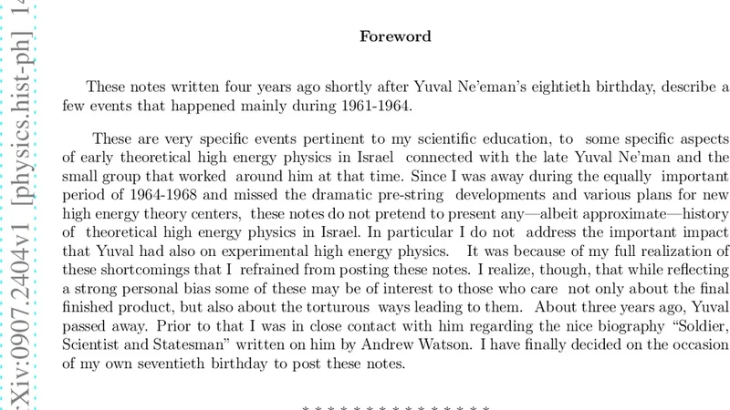 Yuval Neeman and How He Influenced My Life and Career