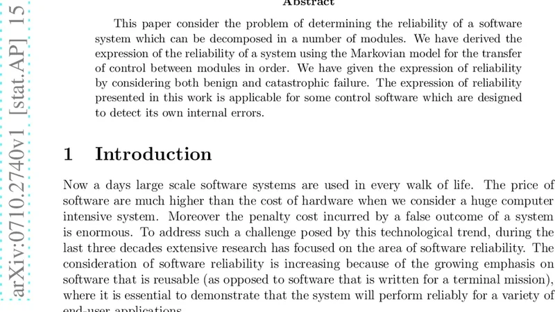 Reliability of Module Based Software System