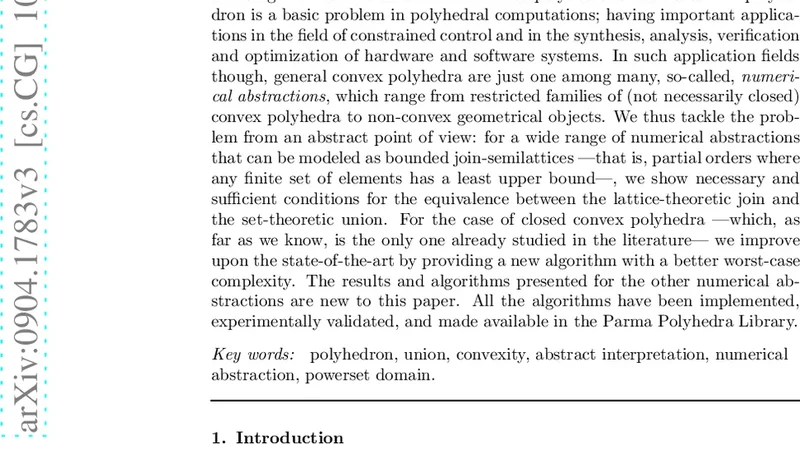 Exact Join Detection for Convex Polyhedra and Other Numerical   Abstractions