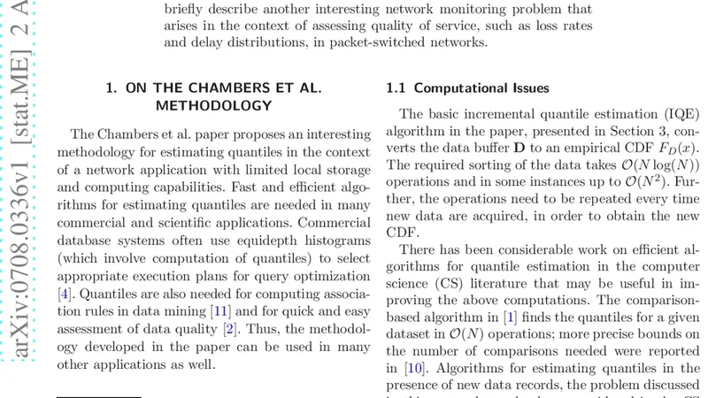 Comment: Monitoring Networked Applications With Incremental Quantile   Estimation