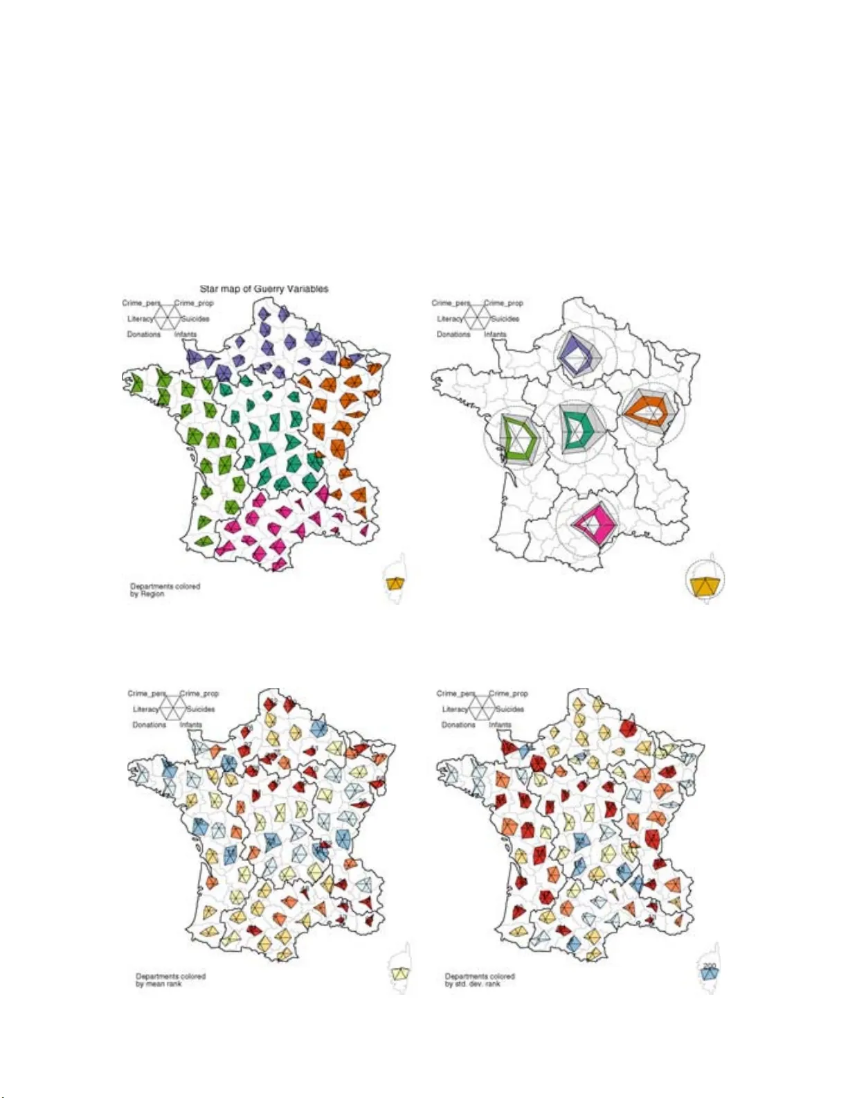A.-M. Guerrys Moral Statistics of France: Challenges for Multivariable   Spatial Analysis