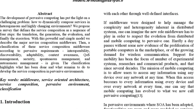 A Survey on Service Composition Middleware in Pervasive Environments