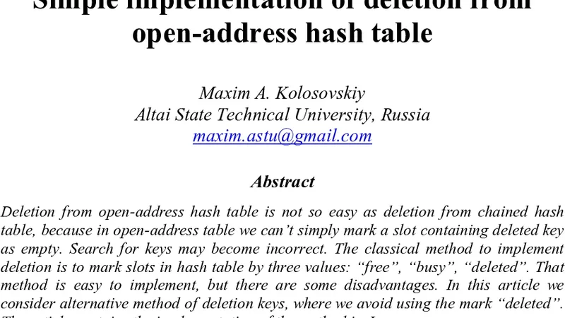 Simple implementation of deletion from open-address hash table