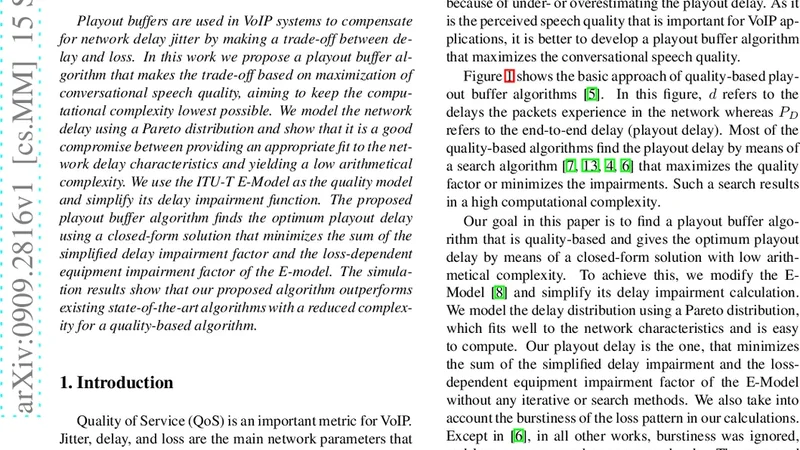 Efficient Quality-Based Playout Buffer Algorithm