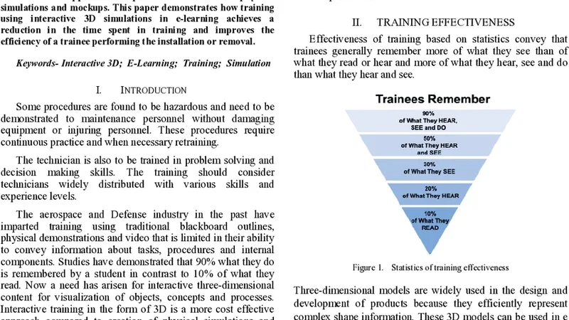 Improving Effectiveness Of ELearning In Maintenance Using Interactive 3D