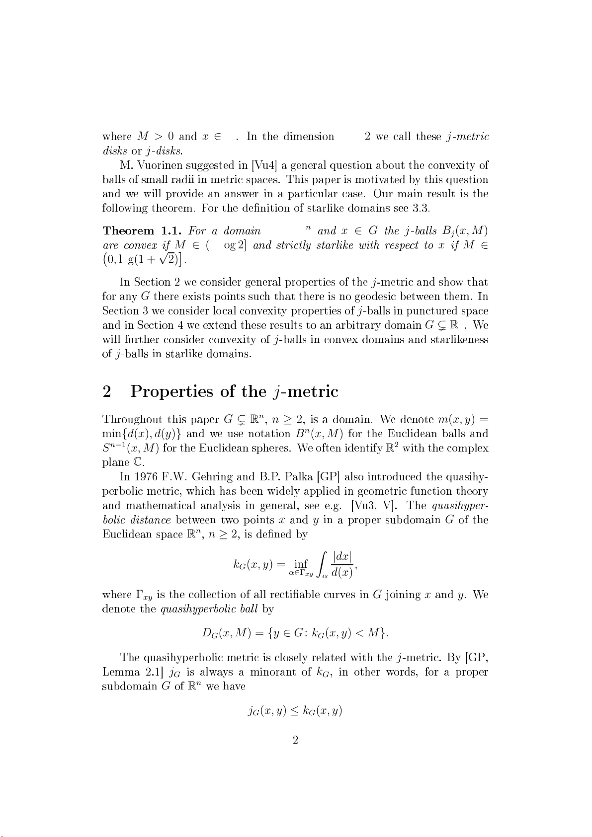 j 메트릭 볼의 국소 볼록성 연구