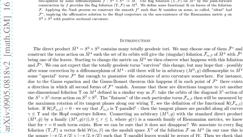 Flag Foliations Functionals. The Hopf Hypothesis
