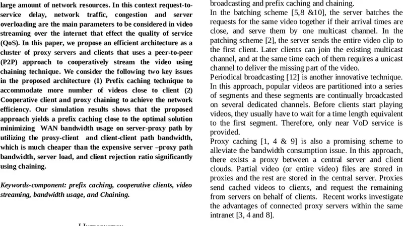 Prefix based Chaining Scheme for Streaming Popular Videos using Proxy   servers in VoD
