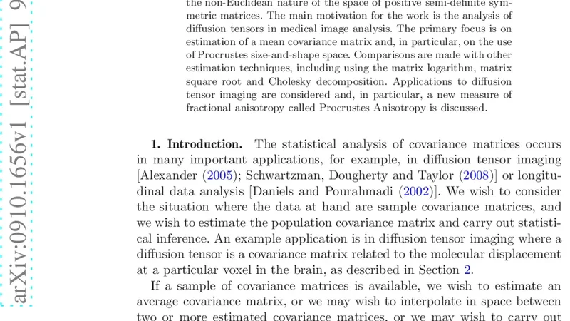 Non-Euclidean statistics for covariance matrices, with applications to   diffusion tensor imaging