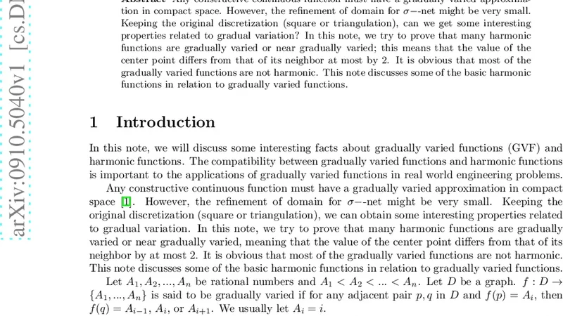 A Note on Gradually Varied Functions and Harmonic Functions