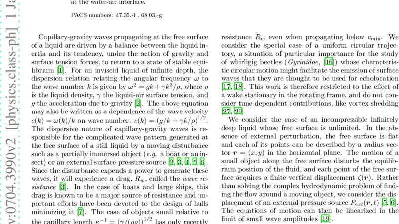 On capillary-gravity waves generated by a slow moving object