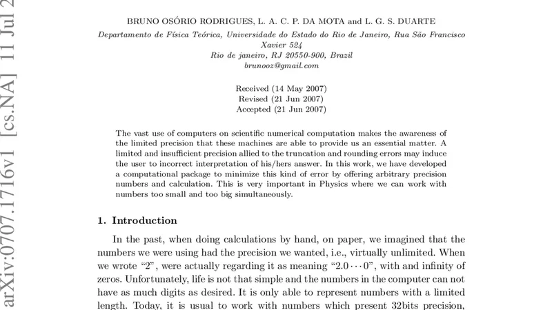 Numerical Calculation With Arbitrary Precision