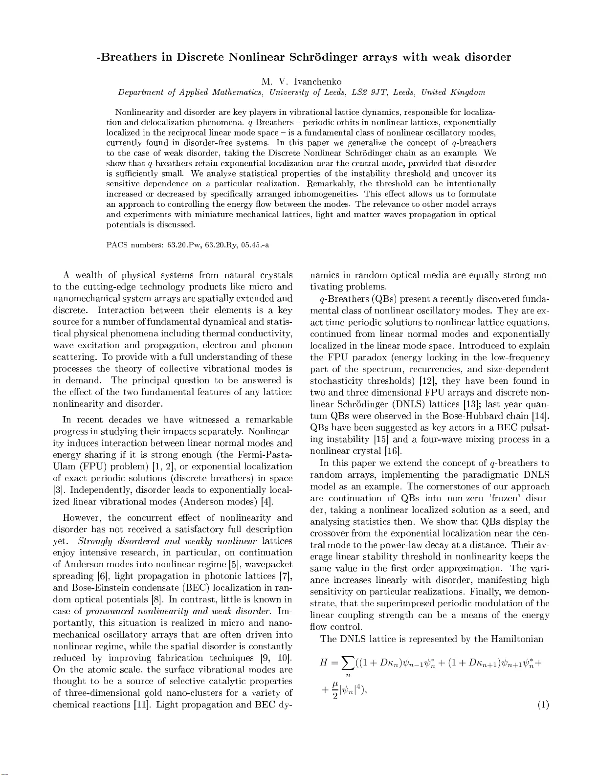q-Breathers in Discrete Nonlinear Schroedinger arrays with weak disorder