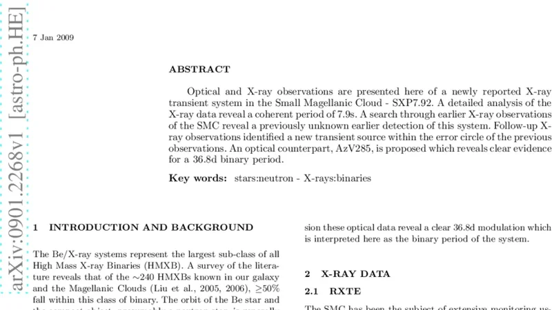 X-ray and optical study of the new SMC X-ray binary pulsar system   SXP7.92 and its probable optical counterpart, AzV285