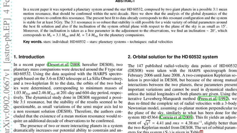 HD60532, a planetary system in a 3:1 mean motion resonance