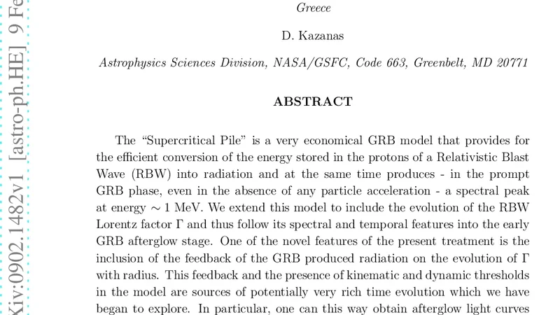 The Supercritical Pile GRB Model: The Prompt to Afterglow Evolution
