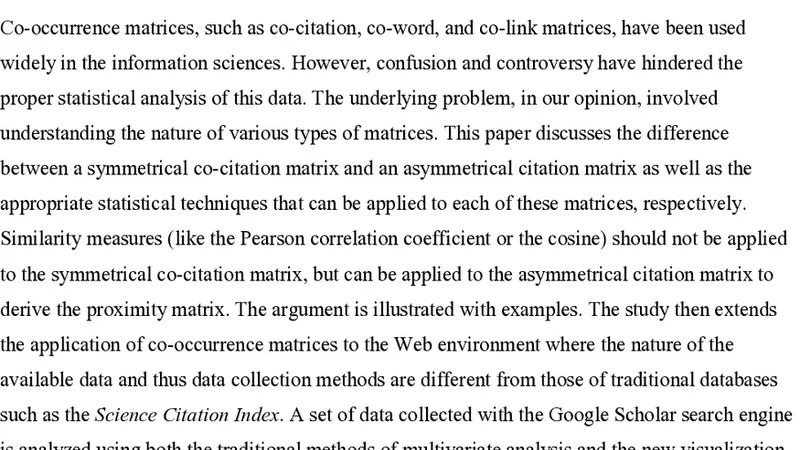 Co-occurrence Matrices and their Applications in Information Science:   Extending ACA to the Web Environment