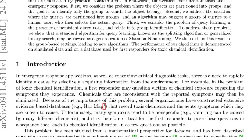 Group-based Query Learning for rapid diagnosis in time-critical   situations