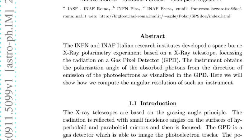 Angular Resolution of a Photoelectric Polarimeter in the Focus of an   Optical System