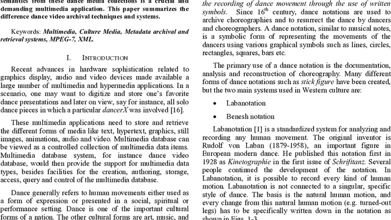 Tutoring System for Dance Learning