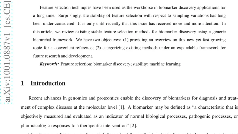 Stable Feature Selection for Biomarker Discovery