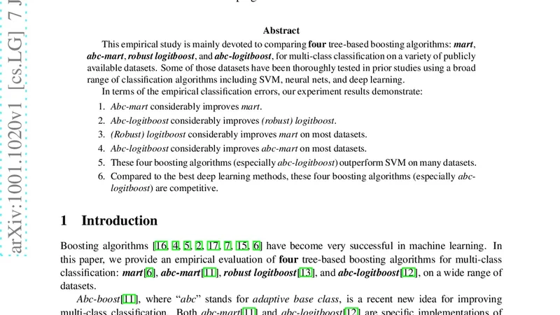 An Empirical Evaluation of Four Algorithms for Multi-Class   Classification: Mart, ABC-Mart, Robust LogitBoost, and ABC-LogitBoost