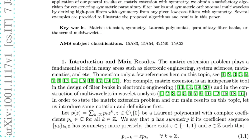 Matrix Extension with Symmetry and Its Application to Filter Banks