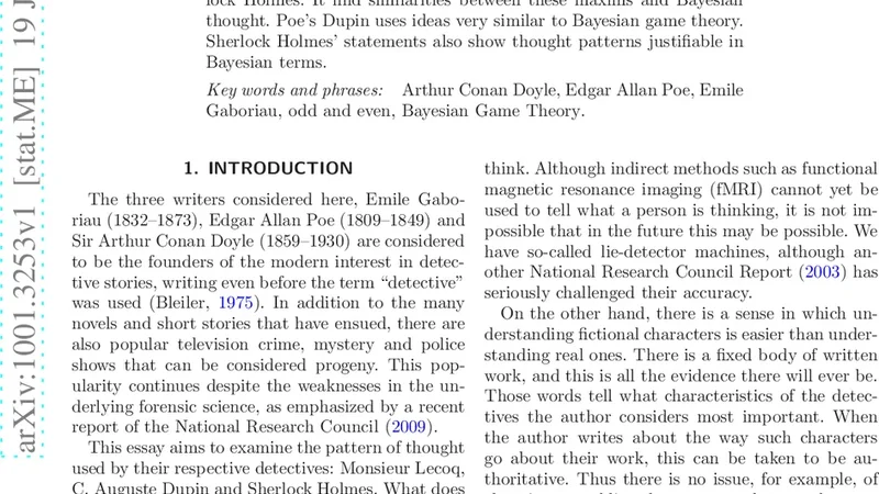 초기 현대 탐정소설에 나타난 베이지안 사고