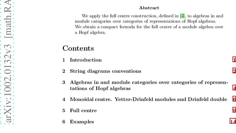 Full centre of an H -module algebra