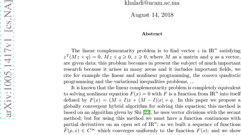 Using vector divisions in solving linear complementarity problem