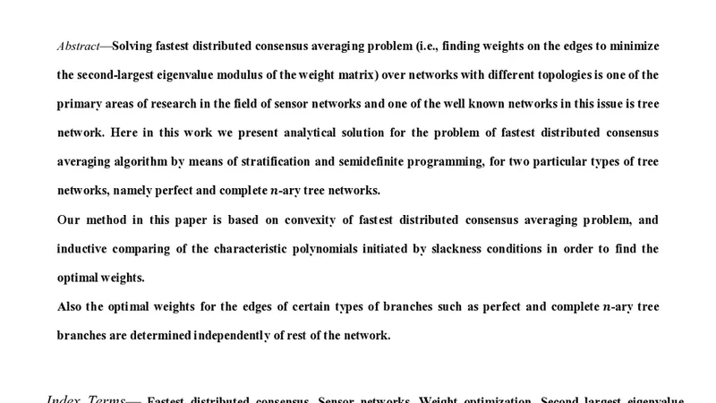 Fastest Distributed Consensus Averaging Problem on Perfect and Complete   n-ary Tree networks