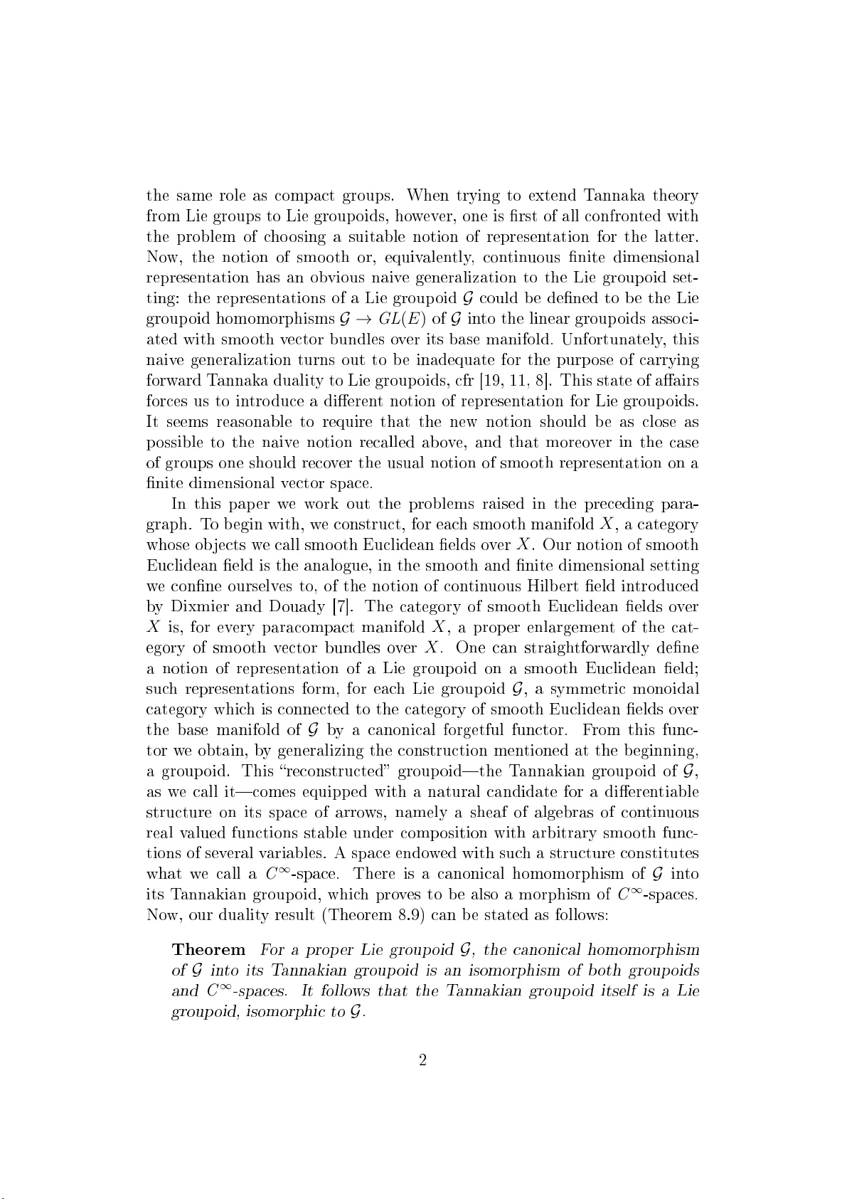 적절한 리 대수군oid를 위한 탄카 대칭 정리