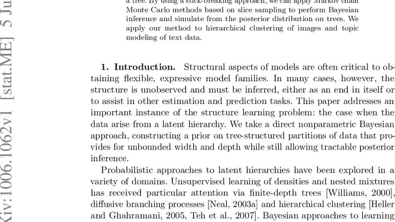 계층적 데이터를 위한 트리 구조 스틱 브레이킹 과정