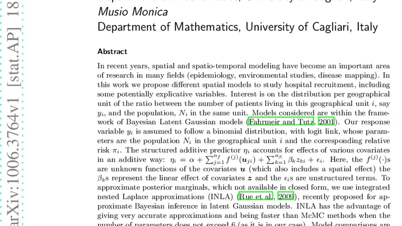 통합 중첩 라플라스 근사법을 활용한 공간 의료 이용 모델링