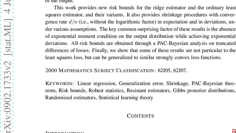 Risk bounds in linear regression through PAC-Bayesian truncation