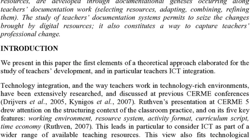 Teaching Resources and teachers professional development: toward a   documentational approach of didactics