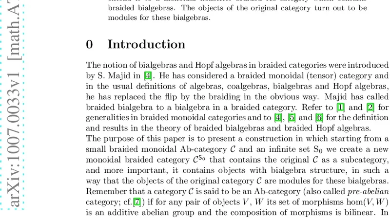 Braided bialgebras in a generated monoidal Ab-category