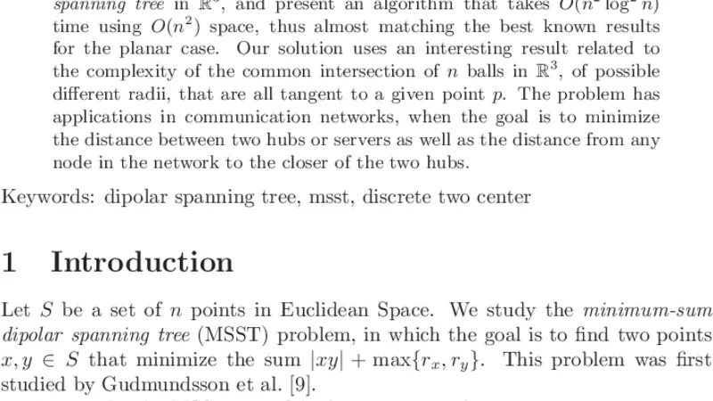 삼차원 최소합 이중중심 스패닝 트리