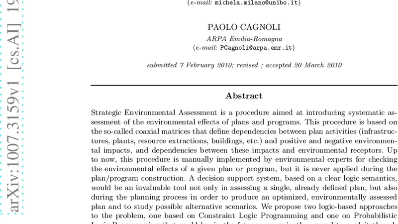 Logic-Based Decision Support for Strategic Environmental Assessment