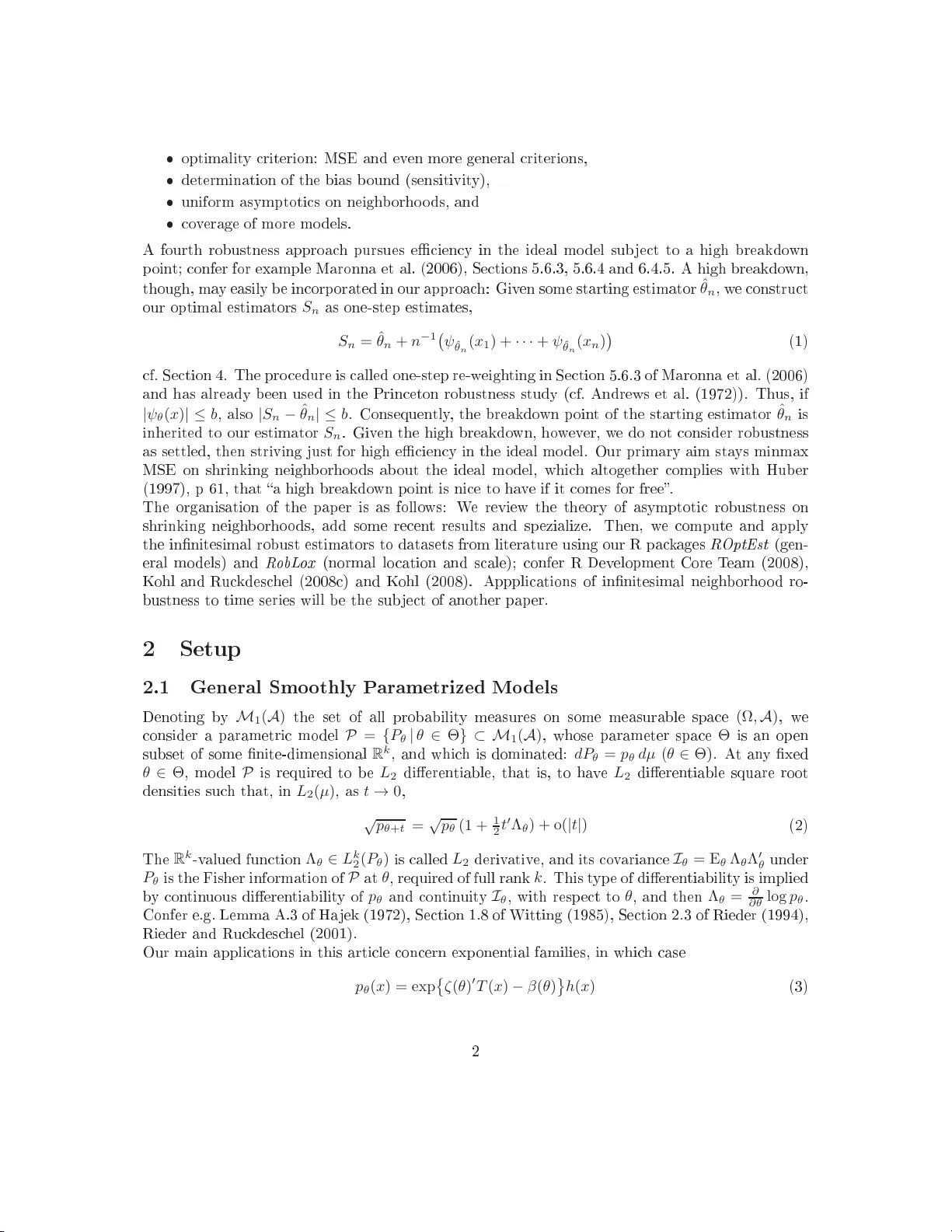 Infinitesimally Robust Estimation in General Smoothly Parametrized   Models