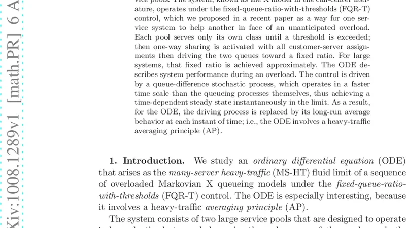 An ODE for an Overloaded X Model Involving a Stochastic Averaging   Principle