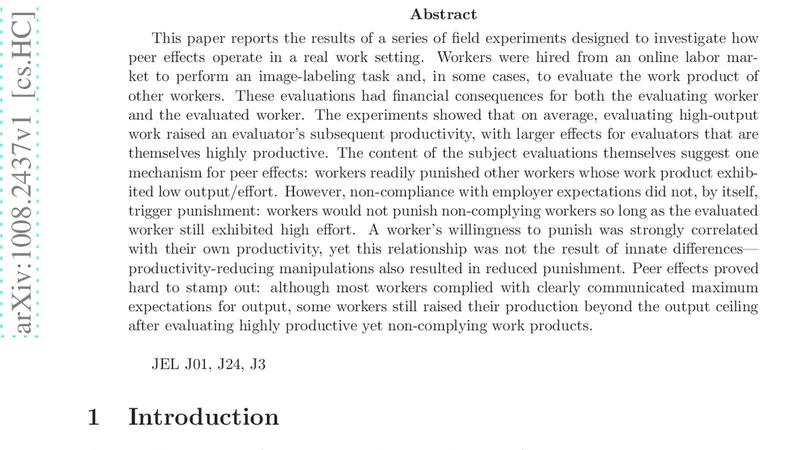 Employer Expectations, Peer Effects and Productivity: Evidence from a   Series of Field Experiments